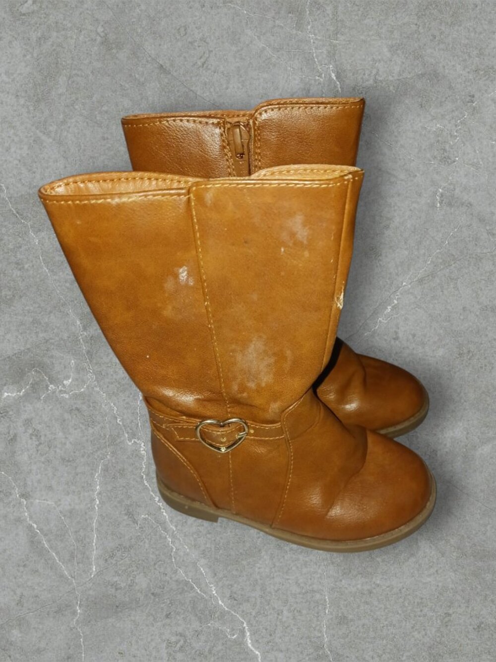 The Children's Place Toddler Girls Brown Heart Buckle Boots Size 7